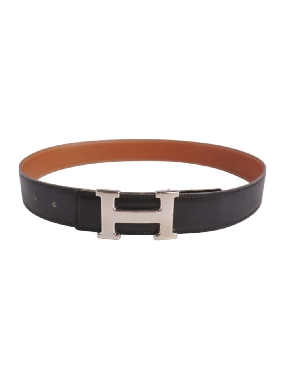 Hermes Vintage Belt Reversible H Logo Constance Buckle 74 Leather Black - Picture 2 of 5